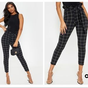 Checkered tweed paper bag pants ❄️